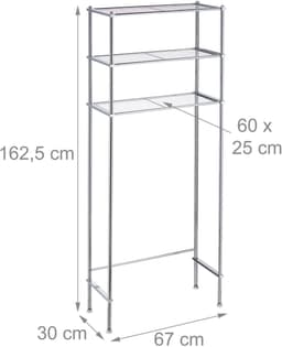 wasmachine rek - ombouw - 3 etages - 162,5 x 67 x 30 cm - toiletrek - metaal — thumbnail 4
