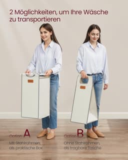 FurnStar Wasmand 4 Vakken – Wasverzamelaar 150L – Wassorteerder met Rollen en Plank – Waszakken met Kleine Zijzakken – 6 Etiketten – 98,6 x 33 x 80,5 cm – Natuurbeige - Duifgrijs-CrèmewitNatuurbeige - Duifgrijs-Crèmewit — thumbnail 3