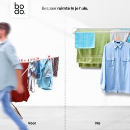 Bodo® In- en uitklapbaar droogrek met Ophanghaken - Wit - 6m Drooglengte — thumbnail 5