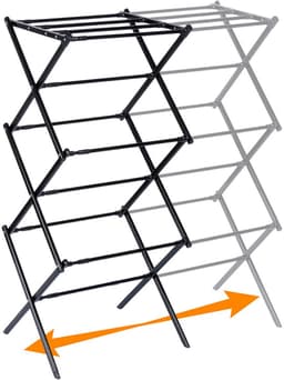 Vilde - Droogrek met Telescopische Lengte - Zwart - Metalen Constructie - 11 Stangen — thumbnail 2