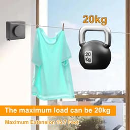 Uittrekbare Waslijn RVS 4,8 Meter - Wandmontage & Niet-Doorhangend — thumbnail 3