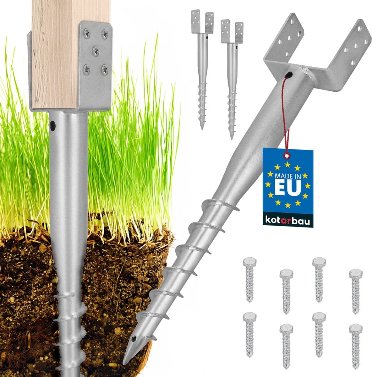 Kotarbau - Stalen Grondankerset - 141x720 MM - Smeedbaar - Zilver — afbeelding 1