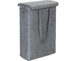 MODFU Luxe Smalle Wasmand met Deksel (45L) - Opvouwbare Nis-Wasmand voor Badkamer (19cm breed) - Grijs