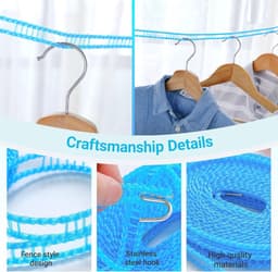 Winddichte Antislip Waslijn 3-Pack - Draagbare 8,0 m Waslijnen voor Binnen en Buiten — thumbnail 5
