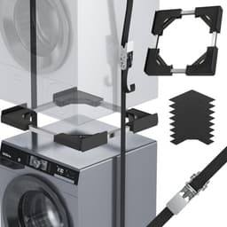 JHCHU Universal Stacking Set for Washing Machine and Dryer, Adjustable Intermediate Frame 45 - 68 cm, Ideal for Washing Machine and Dryer Connection (Black) — thumbnail 1
