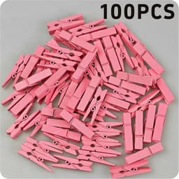 100x Mini Houten Knijpers Roze voor Foto's, Knutselen en Decoratie - 3,5 cm — thumbnail 3