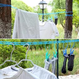 Allecta - Nylon Waslijn Set voor Binnen- en Buitengebruik met 3 Stuks en 5 Meter Lengte - Blauw, Groen, Roze. — thumbnail 2
