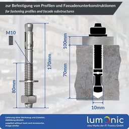 Zwaarlastanker M10 x 170 Verzinkt - Metalen Anker voor Doorsteekinstallaties — thumbnail 2