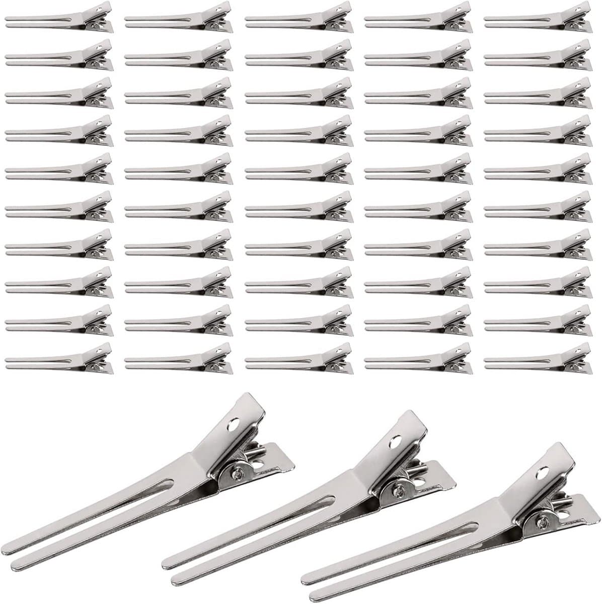 50x Metalen Haarspeld Clips Zilver Krokodillen Haarclip voor Kappers en DIY — afbeelding 1