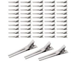 50x Metalen Haarspeld Clips Zilver Krokodillen Haarclip voor Kappers en DIY