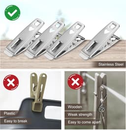 Allecta - Set van 40 roestvrijstalen wasknijpers voor kledingopberging - Multifunctioneel - 50 mm - Zilverkleurig — thumbnail 4
