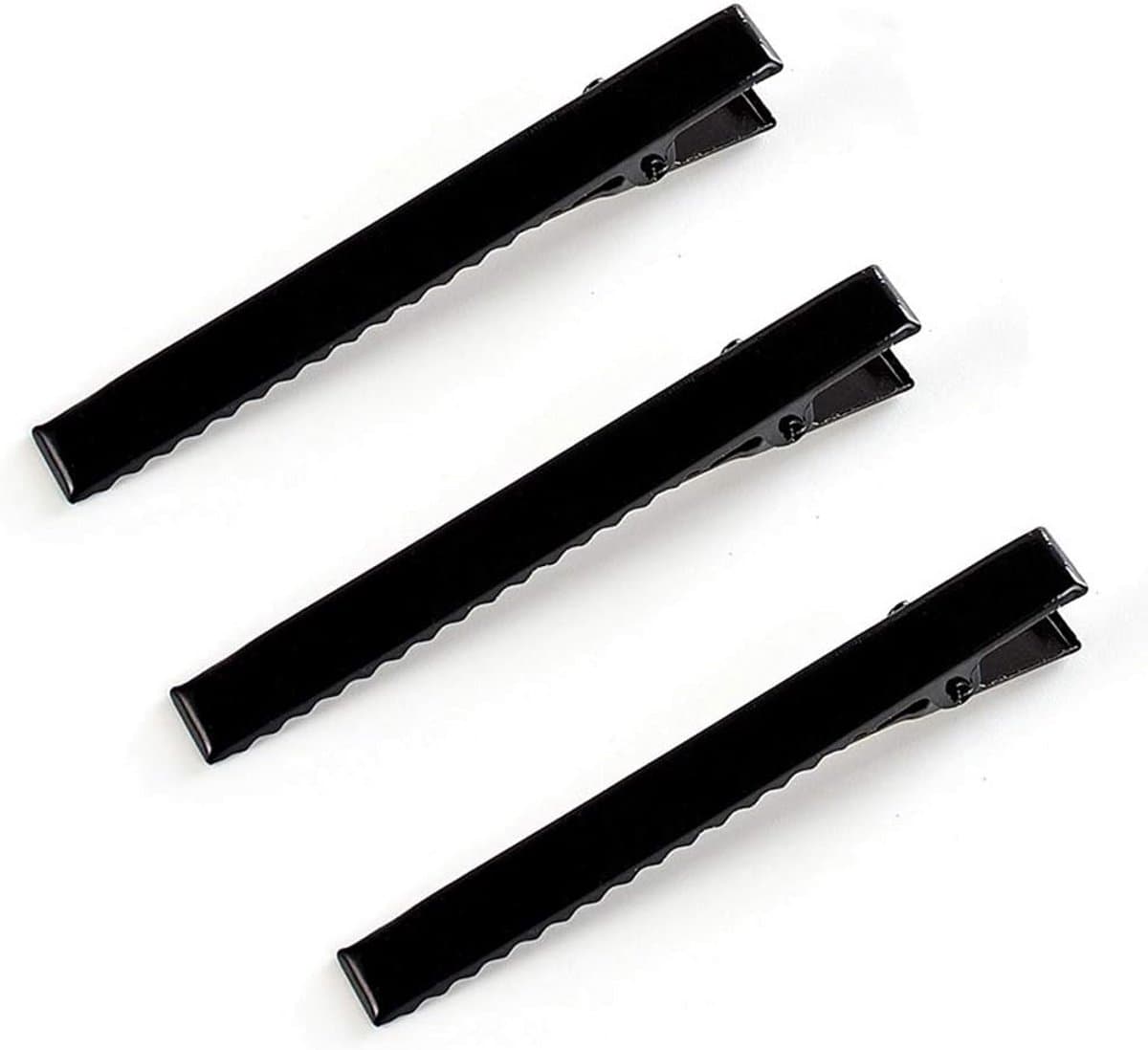 50x Zwarte Alligator Haarclips Enkele Haak - Plat Metalen Eendensnavel Haarspeldjes voor Knutselen en Styling (7,5 cm) — afbeelding 1