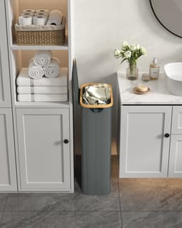 SONGMICS - Wasmand - Wasmand met Deksel - Opvouwbaar - Bamboe Frame - Voor Wasruimte Slaapkamer Woonkamer — thumbnail 3