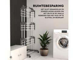 Opvouwbare Droogtower met 4 Niveaus en Wielen - Ruimtebesparend RVS Droogrek — afbeelding 1