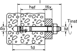 Boutanker Zware Lasten - Verankeringsbout Staalconstructie - Stevig Bevestigen - Hoog Draagvermogen ETA - 12/160 mm - Grijs — thumbnail 1