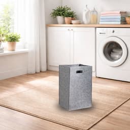 Zeller Wasmand - open - van stof - Grijs - 35 x 55 cm - met handvatten — thumbnail 2