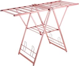 Staand Wasrek - Opvouwbaar Droogrek - Binnen Buiten - Roestvrij Aluminium - 157cm Hoog - Roségoud — thumbnail 1