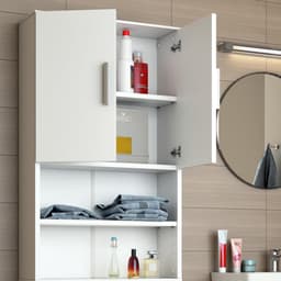 Wasmachinekast Wit - Ruimtebesparend en Praktisch voor Wasgoed en Accessoires — thumbnail 2
