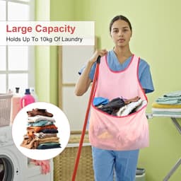 Grote waszak voor praktisch kleding drogen - Wasdroger opknoping werktas met mesh zakken - Roze - Eén maat — thumbnail 5