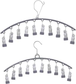 Double Layer Metal Sock Hanger Drying Rack for Socks Hanging Stainless Steel for Socks Underwear (Curved Windproof Sock Drying Rack-2) — thumbnail 1