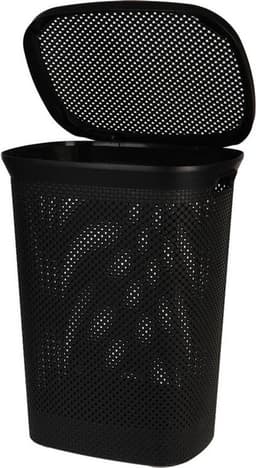 Bathroom Solutions Wasmand - zwart - 60 liter - 37 x 46 x 60 cm - met deksel — thumbnail 1