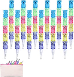 Allecto Plus - Stapelbare Berenpotloden: 12 stuks, Kunststof, Creatief Cadeau voor Kinderen, School Feest - Multikleurig — thumbnail 1