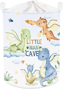 Grote Draak Kid Jongen Meisje 45L Wasmand met Handvat Opvouwbare Ster Wolk Kleding Speelgoed Blauw Opbergmand met Deksel voor Nursery. — thumbnail 1