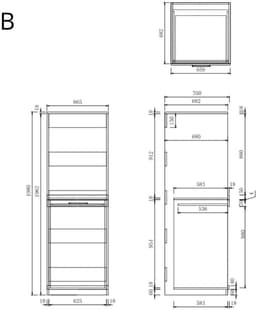 Wasophoogte® Wasmachine Kast Lisbon - Wasmachine verhoger - Wasmachine ombouw - 700(D)*665(B)*1980(H) mm - Zwart — thumbnail 4
