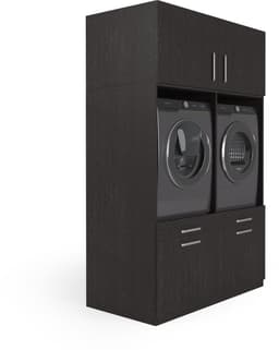 Wasophoogte® Wasmachine Kast Brugge - Wasmachine verhoger - Wasmachine ombouw - 700(D)*1330(B)*2110(H) mm - Zwart — thumbnail 4
