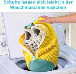 Allecto Plus - Schoenen waszak voor wasmachine - Reinigt vuil met zachte borstel - Gele kleur - Verhoogde interne wrijving - Schoenwaszak met bescherming — thumbnail 5