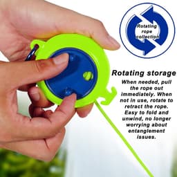 Uittrekbare waslijn 10m - 2 stuks - Camping en reiswaslijn met klemmen - Antislip waslijn voor kamperen, wandelen, hotel, tuin, balkon Waslijn Uittrekbaar — thumbnail 3