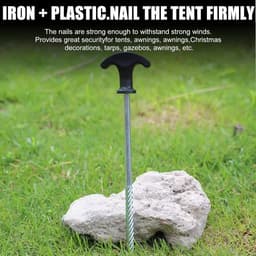 14 tiende haringen - 20 cm - ijzer - schroefharingen - grondnagels - camping - tentbevestiging - bos - weide - gras - zandbodem — thumbnail 2