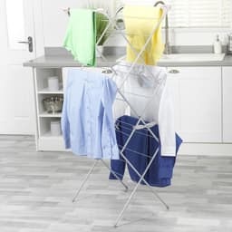 Three-Tier Clothes Airer Drying Rack - 15 Metre Drying Space - Four Side Wings - Ideal For Hangers - Pink/Grey - 64 x 45 x 138 cm - Indoor & Outdoor Drying — thumbnail 3