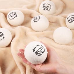 SnelShoppen - 8 Stuks Droogballen 8cm - 100% Natuurlijke Wol - Chemisch Vrij - Vermindert Kreukels en Droogtijd - Herbruikbaar en Ecologisch — thumbnail 5
