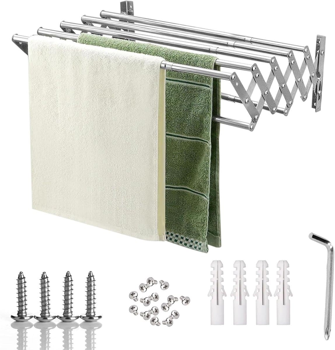 Wall Tumble Dryer, Collapsible 80 cm, with 5 Stainless Steel Poles, for Balcony or Utility Room, Maximum Load Capacity - ShopVlot — afbeelding 1