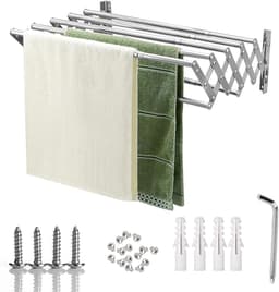 Wall Tumble Dryer, Collapsible 80 cm, with 5 Stainless Steel Poles, for Balcony or Utility Room, Maximum Load Capacity - ShopVlot — thumbnail 1