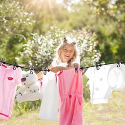 Draagbare waslijn - Reis waslijn - Kleding drogen - Met 12 klemmen - Tot 3.6 meter - Zwart — thumbnail 2