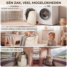 Waszak set van 2, 67 x 87cm EXTRA grote & slijtvaste waszak voor op reis, 100% katoen [Oeko-Tex gecertificeerd], waszak groot, waszak, vuile waszak voor op reis — thumbnail 5