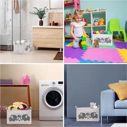 - Inklapbare Was & Opslag Mand - Stoffen Mand - Vouwbare Mand voor Kleding - Baby Speelgoed Organizer - Handvatten - 17 Liter - 22 x 27 x 37,5 cm - Geschikt voor - Babykamer - Grijs — thumbnail 4