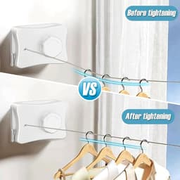 Intrekbare Waslijn - Drooglijnen Balkon - Kleding Drogen - Heavy-Duty Ontwerp - 5.1 Meter Lengte - Wit — thumbnail 5