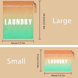 Reiswaszak Set, Grote Tas voor Linnen en Kleine Waszak, Waterdichte Tas met Handvatten voor Vuile Was en Nat Kleding (Verloop van Oranje naar Lichtgroen) — thumbnail 4