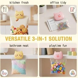 Voedselclips - Zaksluiters Keukenclips - Voedsel Vers Houden - 3-In-1 Multifunctioneel - 136 x 134 cm - Zilver — thumbnail 5