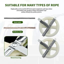 wastouw verwijzing katrollen - 12,7 cm nylon wiel met aluminium as roestvrij weerbestendig voor familie outdoor touw 2 stuks — thumbnail 2