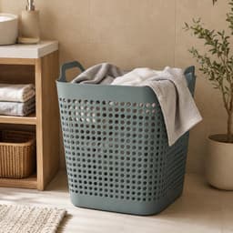 Storage Solutions Wasmand - groen - 48 liter - 40 x 51 cm - kunststof - wasbox - mand voor wasgoed - badkamer — thumbnail 2