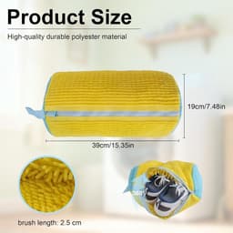 Herbruikbare Waszakken voor Schoenen - 2 Stuks Geel, Dikke Waszakken met Verborgen Rits voor 360° Reiniging, Geschikt voor Diverse Schoenmaten en -stijlen — thumbnail 5