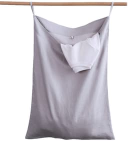 Hangende waszak, 100% linnen, ruimtebesparende waszak, deur hangende wasverzamelaar, hangende wasmand tas voor badkamer, slaapkamer, kinderkamer, 70 x 50 cm, grijs linnen — thumbnail 1