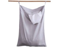 Hangende waszak, 100% linnen, ruimtebesparende waszak, deur hangende wasverzamelaar, hangende wasmand tas voor badkamer, slaapkamer, kinderkamer, 70 x 50 cm, grijs linnen