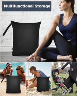 Wetbag voor zwemspullen - 2 stuks, waterafstotende tas met ritssluiting en handgreep, herbruikbare waszak voor strand, zwembad en sportactiviteiten, 40 x 50 cm — thumbnail 3