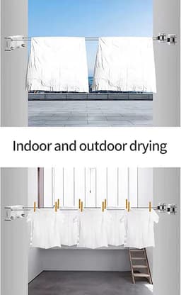 Intrekbare waslijn - Droogrek dubbel - Kleding drogen - Dubbele lijn - 52 meter - Zwart — thumbnail 5