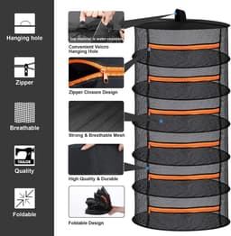 Inklapbare droogmolen - Oranje - 6-laags - Polyester Mesh Kruidendroger - Voor Kruiden en Bloemen — thumbnail 2